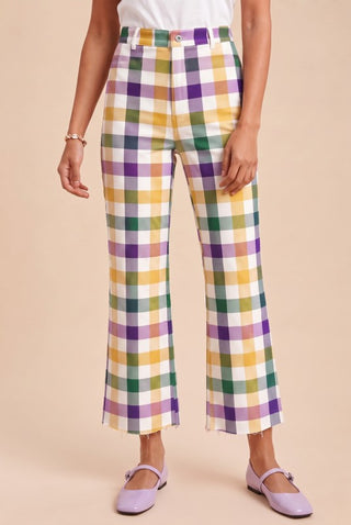 Mardi Gras Gingham Wide Leg Jean