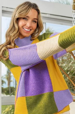 Color Blocks Mock neck sweater 