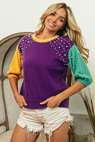 Pearl Mardi Gras Sweater