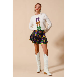 MARDI GRAS CHECKER SEQUINS MINI SKIRT -