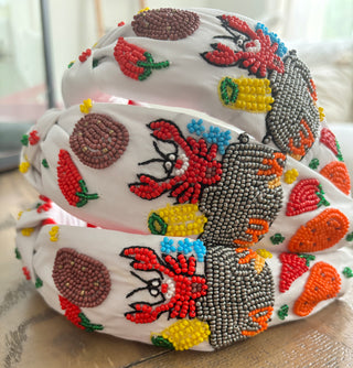 Crawfish Boil Beaded Headband 