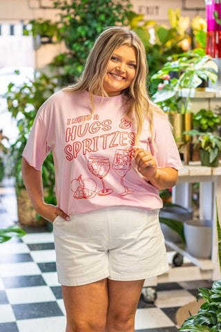 Hugs & Spritz On Pink Relaxed Fit Tee