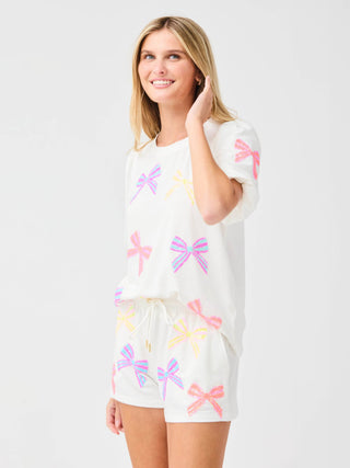 Sequin Bow Shorts Set