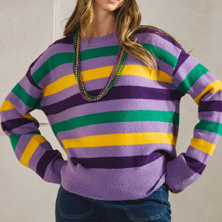 Classic Mardi Gras Stripes Sweater