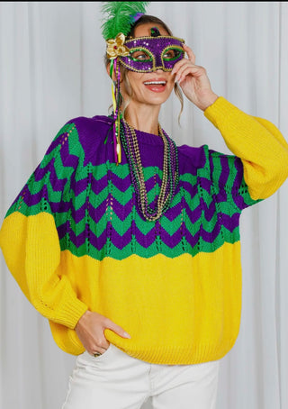 Mardi Gras Fair Isle Sweater