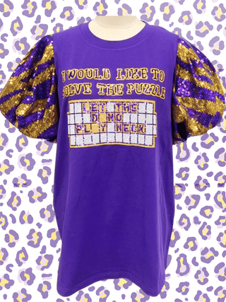 Sequin Tigers Game day Let the band play neck Top
