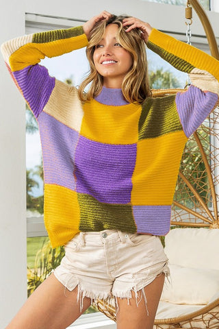 Color Blocks Mock neck sweater 