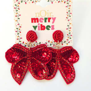 Red bow earrings 