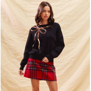 CHRISTMAS CHECKERED PLAID HOLIDAY SKORTS WITH BACK ZIPPER -
