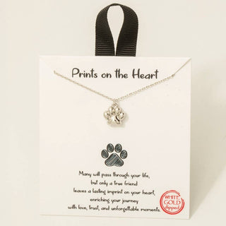 Gameday Gold Plated CZ Paw Stud Necklace