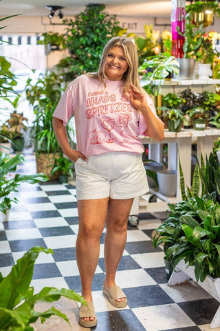 Hugs & Spritz On Pink Relaxed Fit Tee