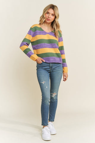 Mardi Gras Stripe Sweater