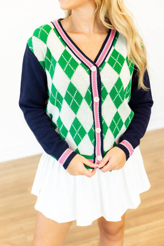 Argyle Cardigan Sweater -