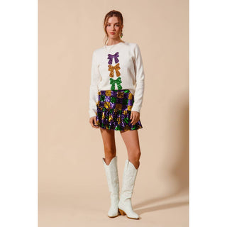 MARDI GRAS CHECKER SEQUINS MINI SKIRT -