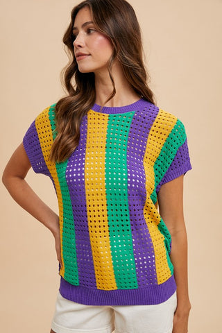 Mardi Gras Knit Striped Top