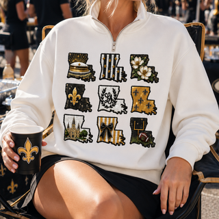 Black & gold New Orleans Sequin Zip Sweatshirt 
