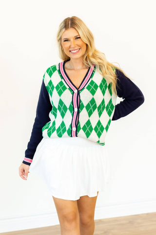 Argyle Cardigan Sweater -
