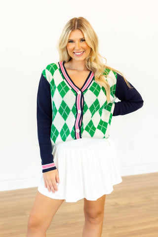 Argyle Cardigan Sweater -