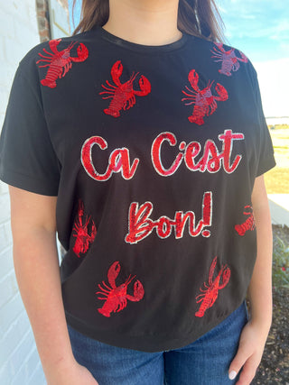 Ca Cest Bon Sparkle Sequin Tee -