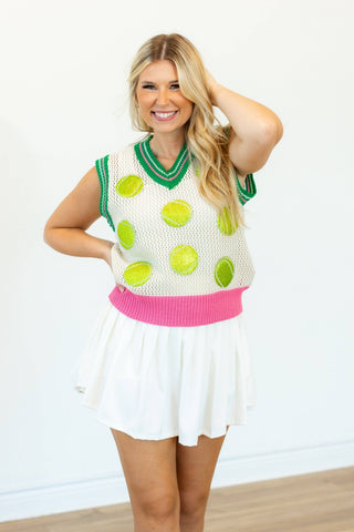 Tennis Ball Glitter Patches Sweater Vest -