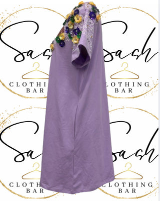 Mardi Gras Champagne Sequin T-Shirt Dress -