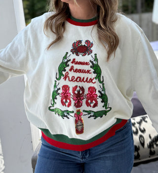 Cajun Christmas Sequin Alligator Sweater