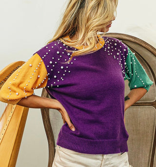 Pearl Mardi Gras Sweater 