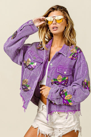 Sequin patch Mardi Gras Jacket