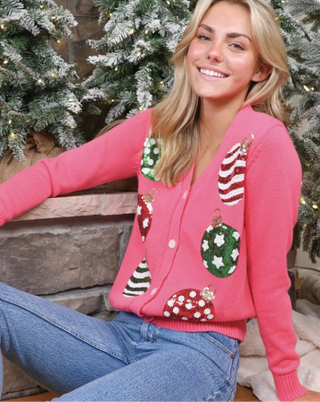 Ornament Sequin Christmas Cardigan 