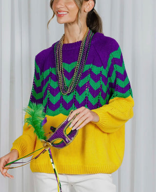 Mardi Gras Fair Isle Sweater