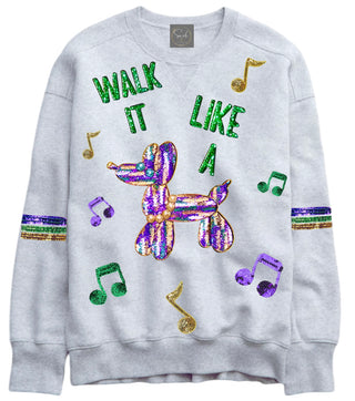 Mardi Gras Walk it Like a Dog Sequin Sweatshirt