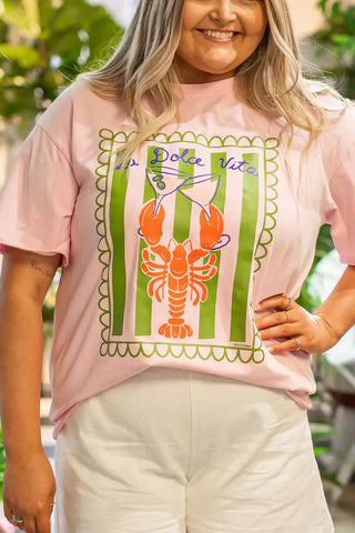 Dolce Vita on Pink Tee Shirt Blank -