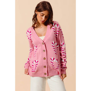 Christmas Candy Cane Cardigan ￼