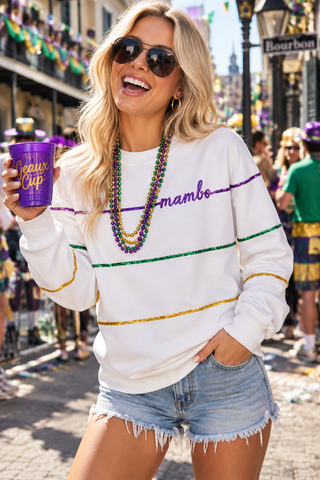 Mardi Gras Sisters Sequin Sweatshirt