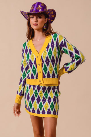 Mardi Gras Two Piece Skirt Set 