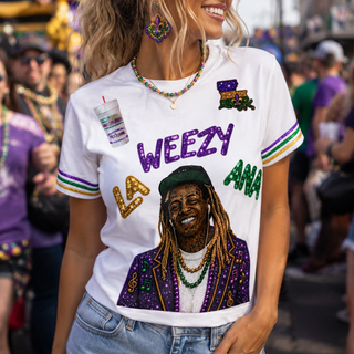 la weezy ana sequin mardi gras t shirt
