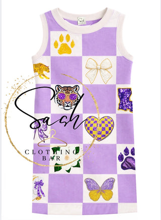 Tiger Sequin Patch Tank Dress
