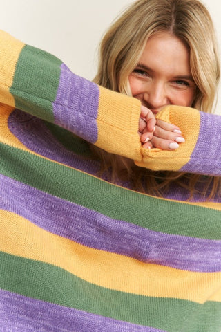 Mardi Gras Stripe Sweater