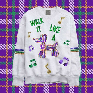 Mardi Gras Walk it Like a Dog Sequin Sweatshirt