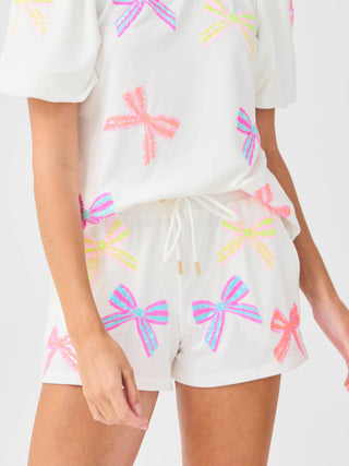 Sequin Bow Shorts Set