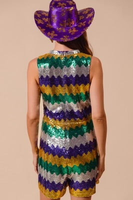 Sequin Mardi Gras Romper 