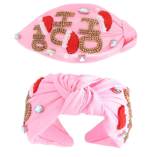 Pink Ho Ho Ho Beaded Christmas headband