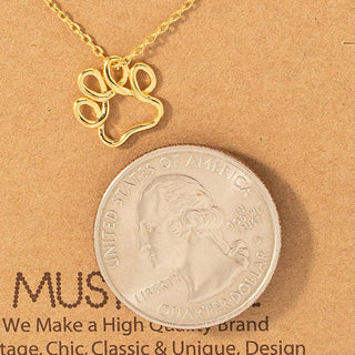 Gold Dipped Wire Paw Pendant Necklace -