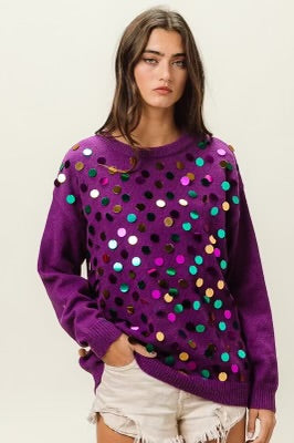 Mardi Gras Sequin Sweater 