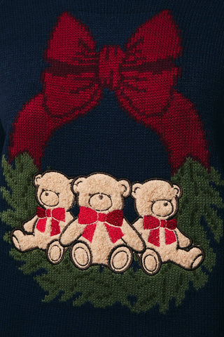 Christmas Teddy Bear Wreath Sweater