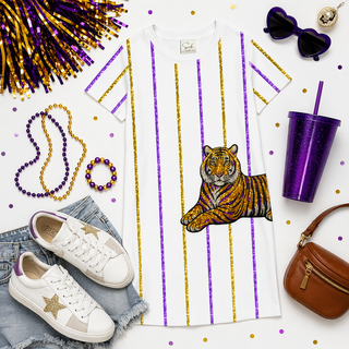 Tiger Sequin Stripe Dress