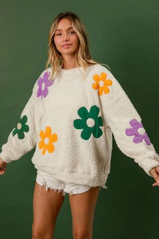 Mardi Gras Flower Sweater