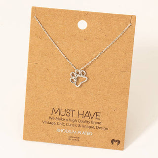 Gold Dipped Wire Paw Pendant Necklace -