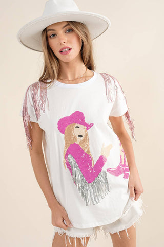 Cowgirl Fringe Sequin T-shirt