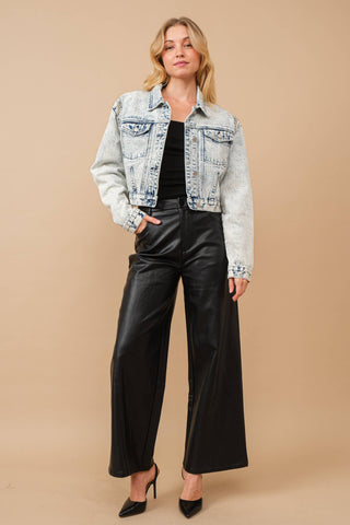 Rhinestone and Pearl Denim Jacket